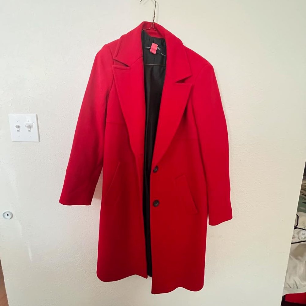 ZARA Women's Red Heavy Coat- Size Medium